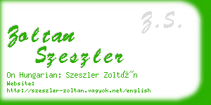 zoltan szeszler business card